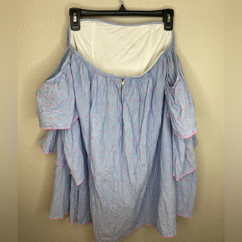 REVOLVE Lovers + Friends Ronita Strapless Ruffle Long Sleeve Mini Dress | Size S - Picture 6 of 7